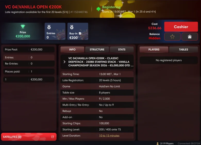 €200 VC 04 | Vanilla Open €200K