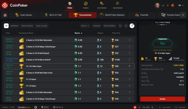 CoinPoker Tournaments