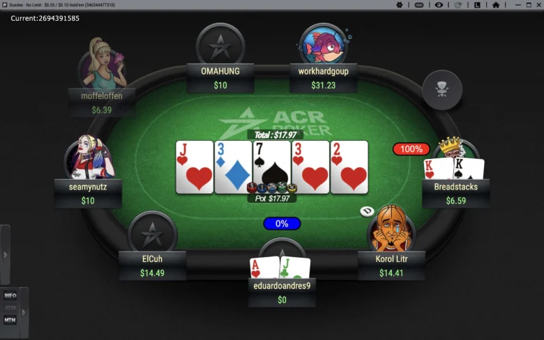 ACR Poker Cash Game Table