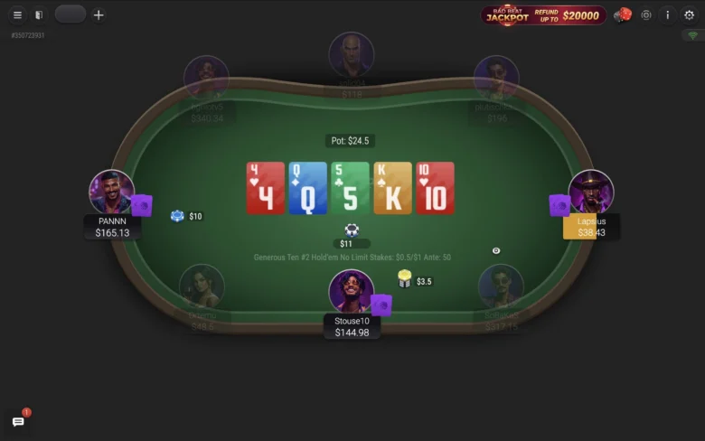 JackPoker Cash Game Table