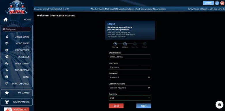 Liberty Slots sign up