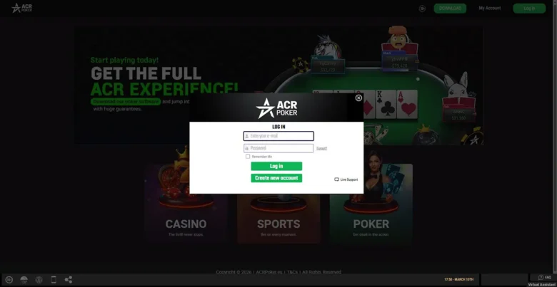 Americas Cardroom Sportsbook Registration Page