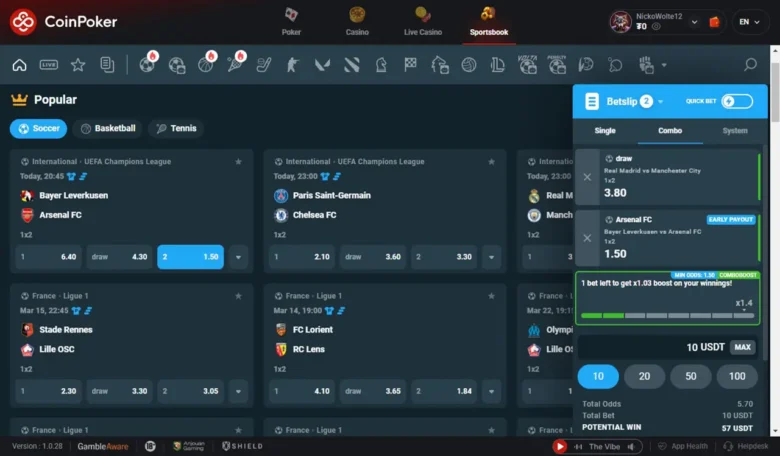 CoinPoker Sportsbook Betting Page