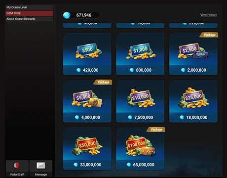 Exchange Gems for cash:
