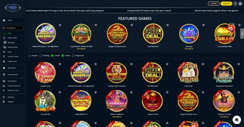 Lincoln Casino Games Page