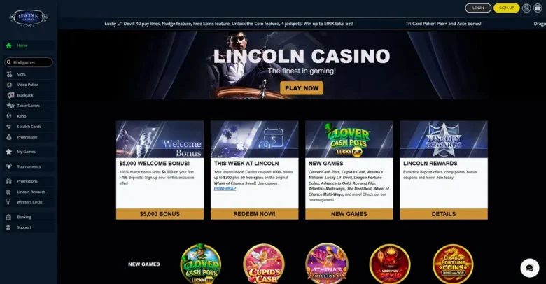 Lincoln Casino Home Page
