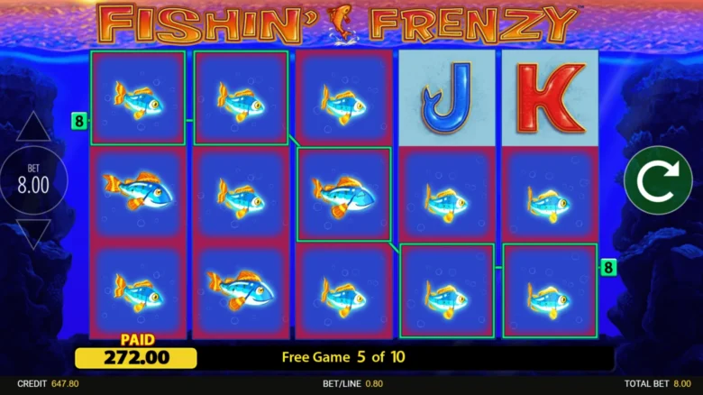 Fishin Frenzy fish payout symbols in free spins