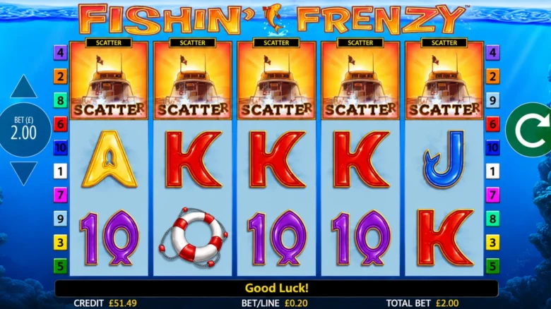 Fishin Frenzy scatter symbols triggering free spins
