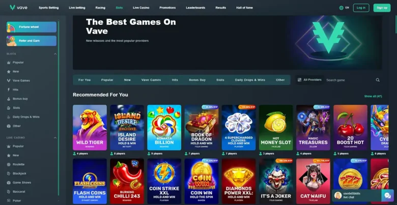 Vave Casino Games Page
