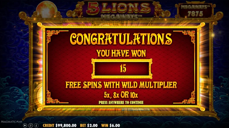5 Lions Megaways Free Spins