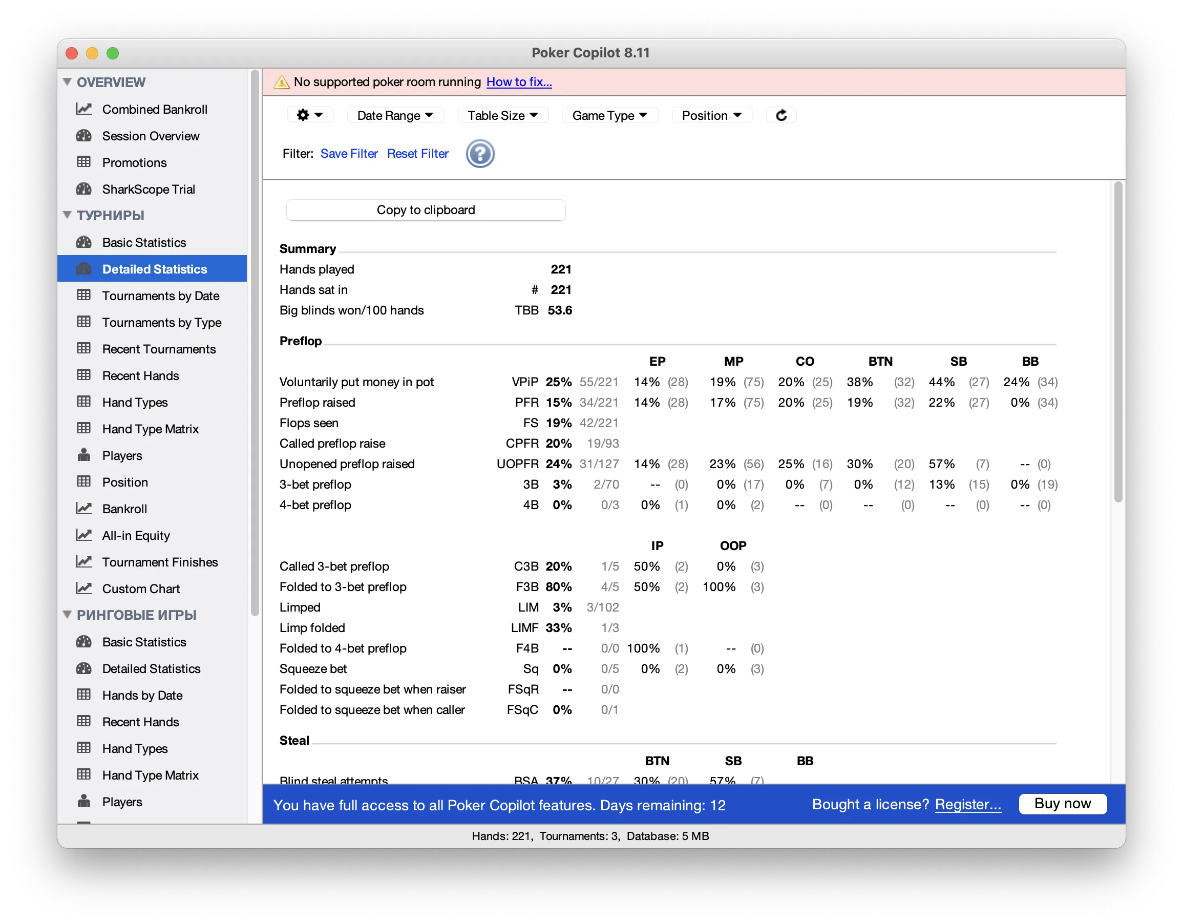 Copilot 8 Detailed Statistics