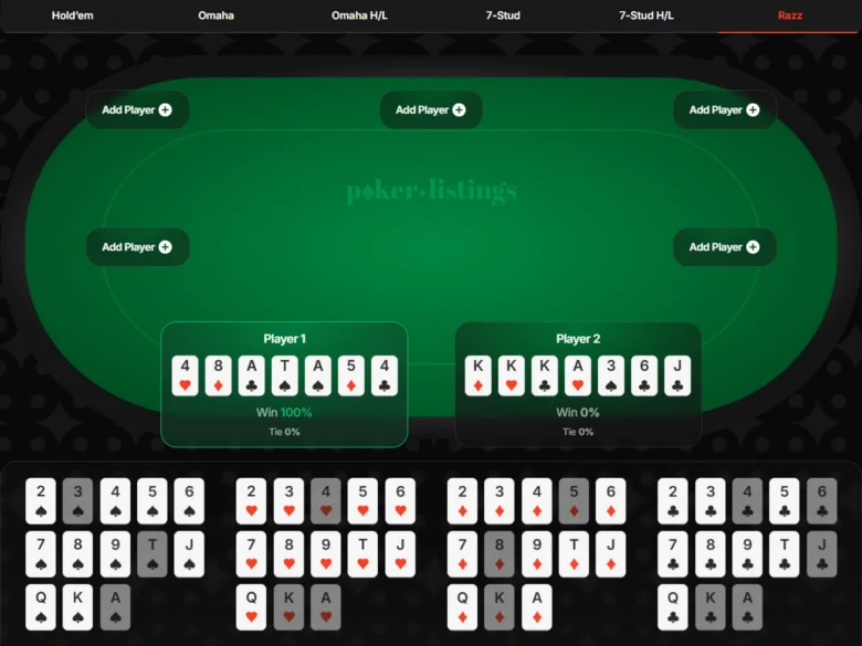 Razz Odds Calculator