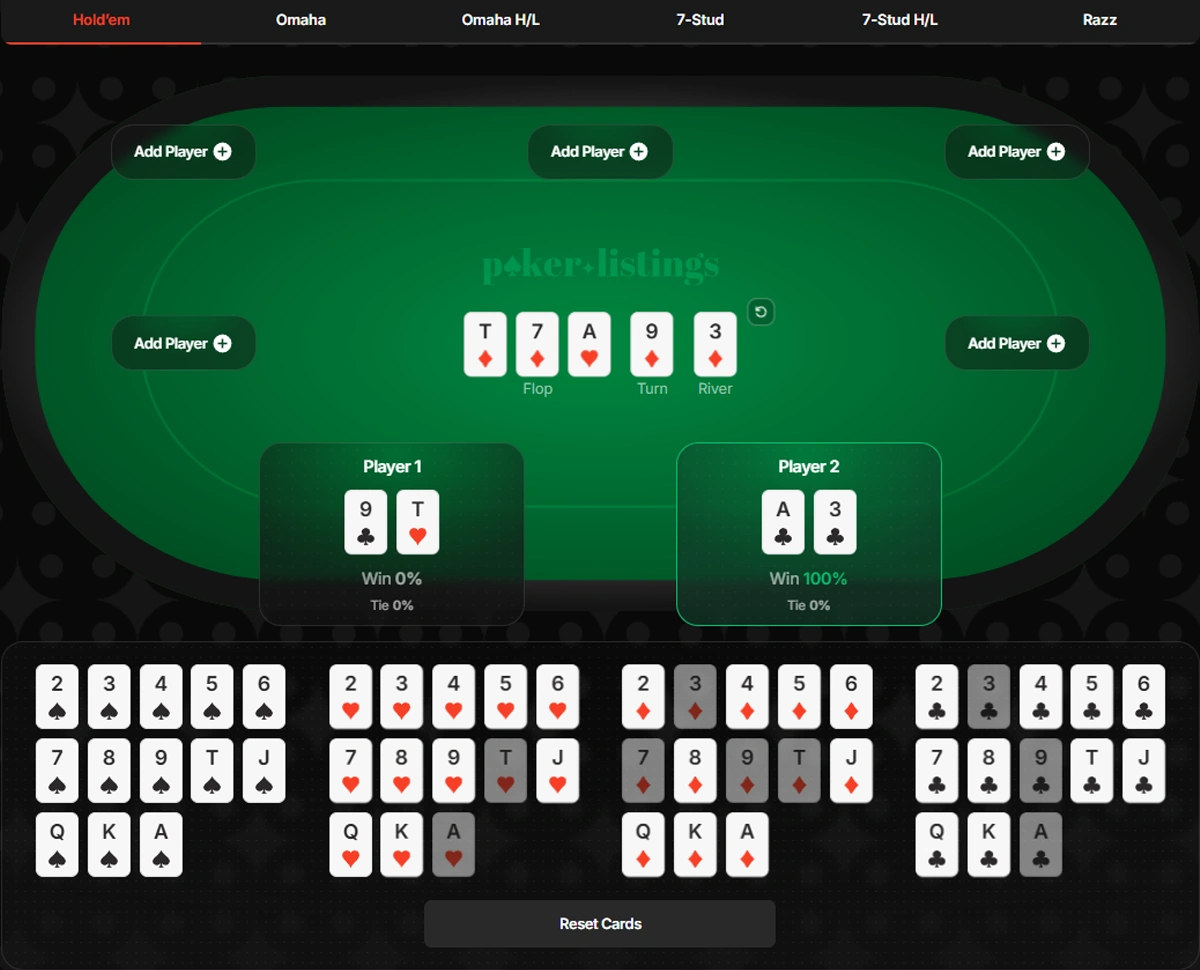Poker Hands Wins Calculator pokerlistings
