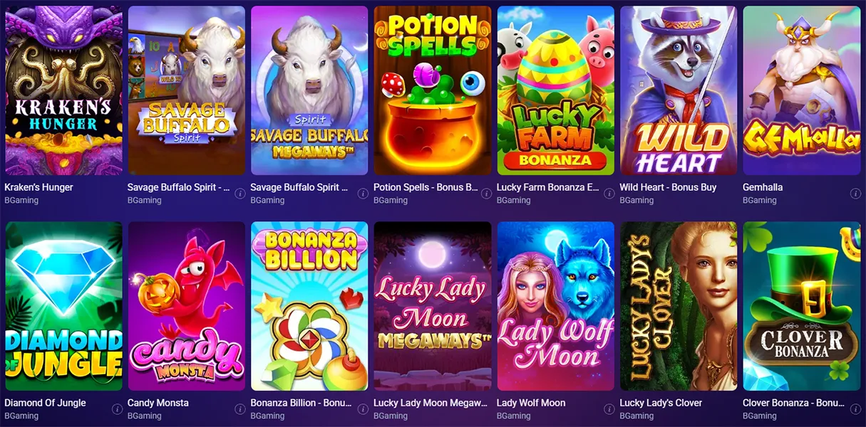 BetUS Slots games section