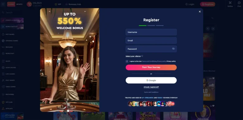 Celsius Casino sign up