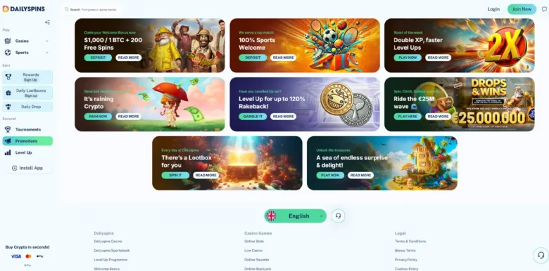 Dailyspins Casino promotions section