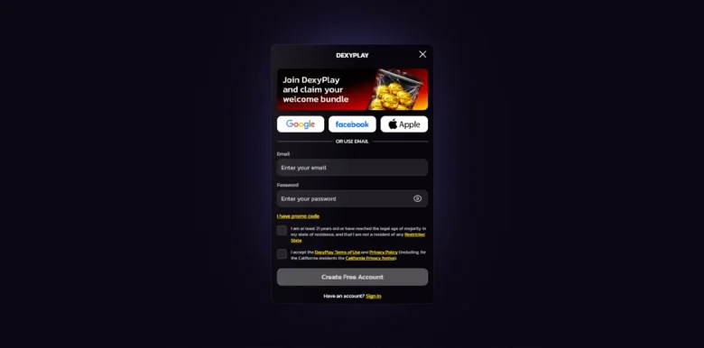 DexyPlay Casino sign up