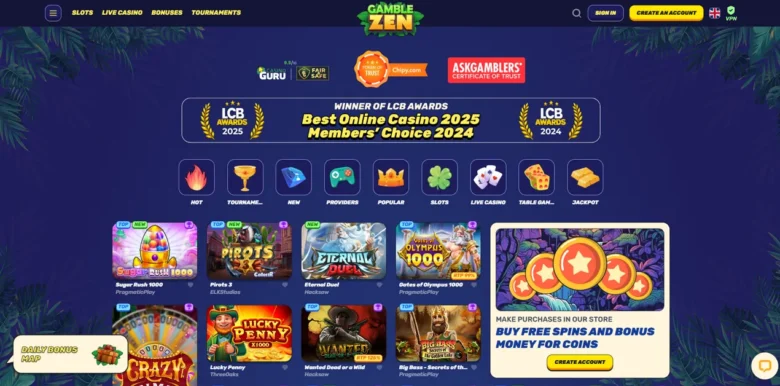 GambleZen Casino main webpage