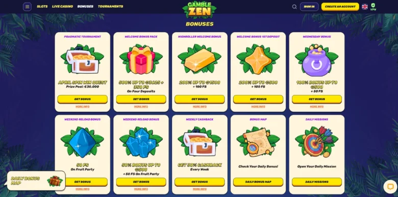 GambleZen Casino promotions page