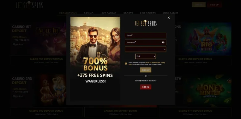 JetSetSpins sign up