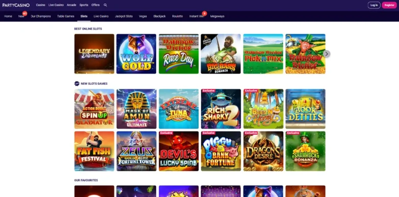 PartyCasino slots games