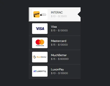 Select a deposit method