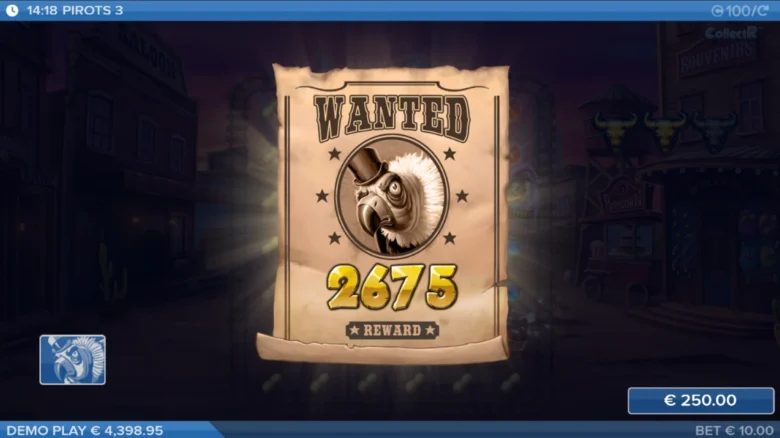 Pirots 3 Wanted reward feature symbol