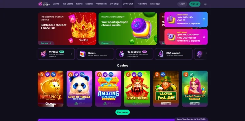 Winspirit Casino main webpage
