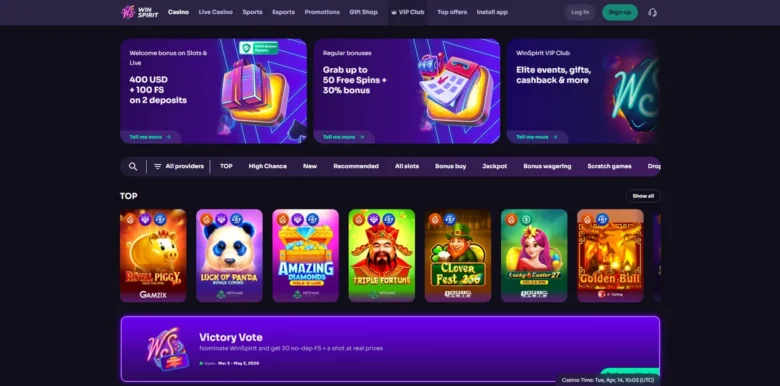 Winspirit Casino section