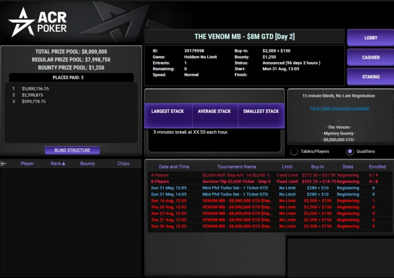 $2,650 Venom MB $8,000,000 GTD