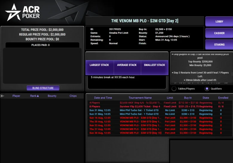 $2,650 Venom MB PLO $2,000,000 GTD