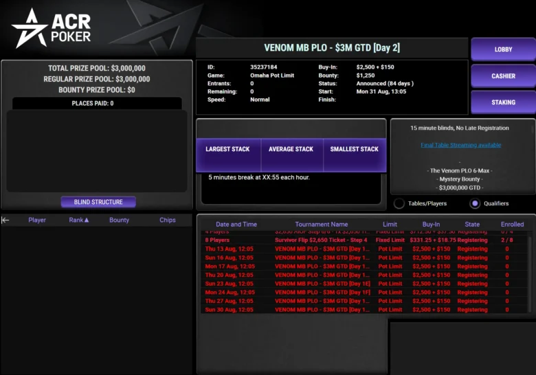 $2,650 Venom MB PLO $3,000,000 GTD