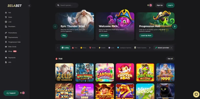Belabet Casino main webpage