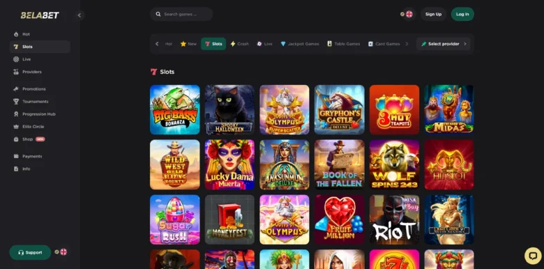 Belabet Casino slots page
