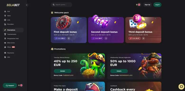Belabet Casino promotions page