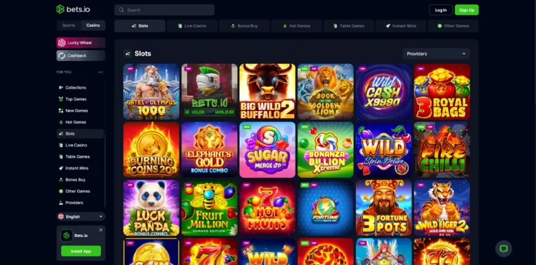 Bets.io Casino slots games page