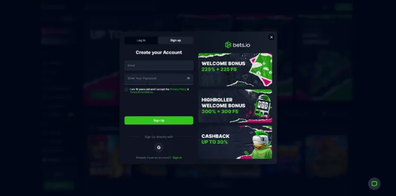 Bets.io Casino sign up