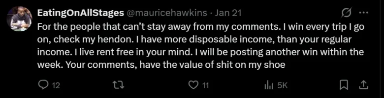Hawkins via X, January 2026