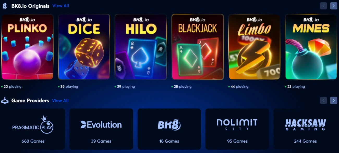 BK8 Casino Games & Providers