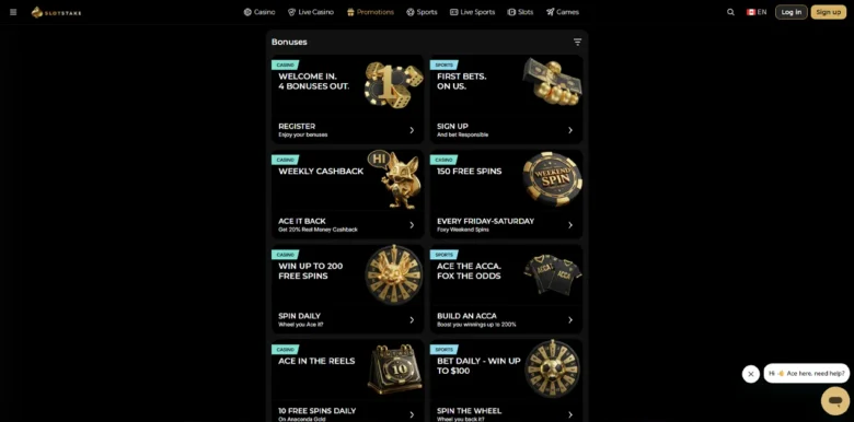 SlotStake Casino promotions page