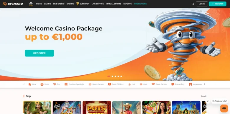 Spininio casino main webpage