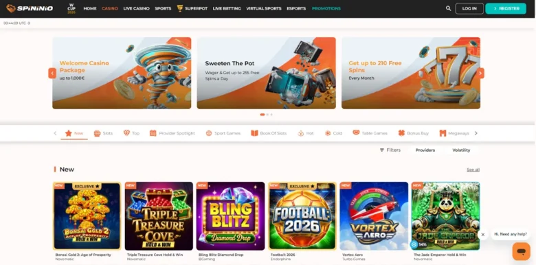 Spininio casino games page