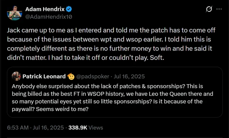 Adam Hendrix Tweet About the WSOP