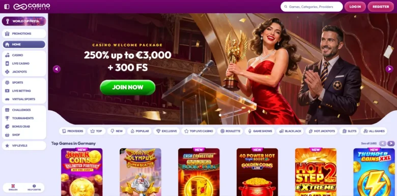 Casino Infinity main webpage