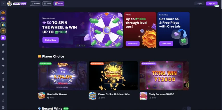 ChipnWIN Social Casino main webpage