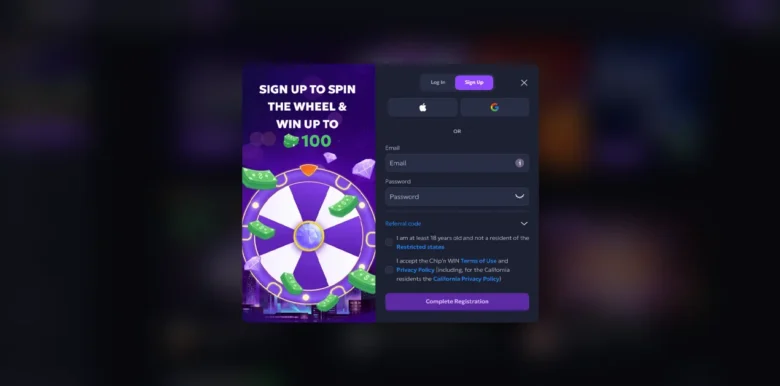 ChipnWIN Social Casino sign up