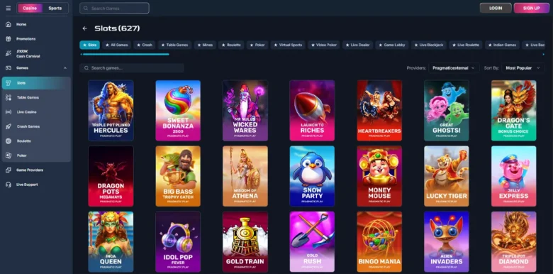 MagicianBet Casino slots page