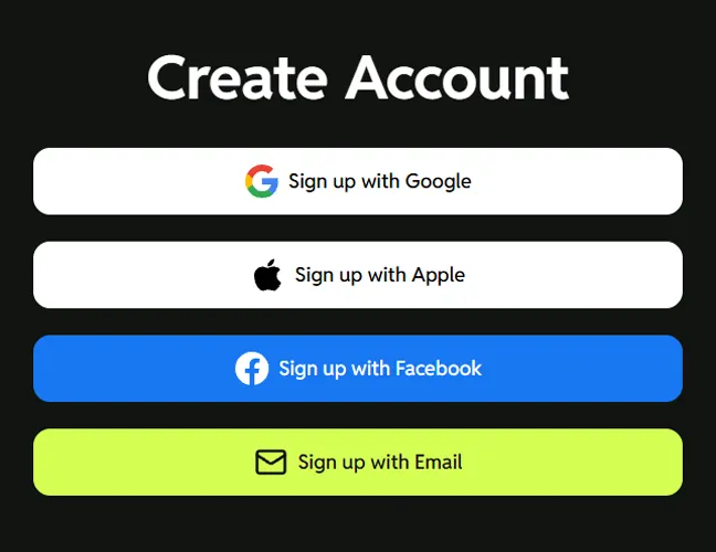 Select a Sign-Up Method