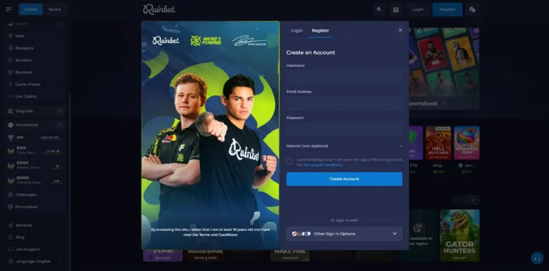 Rainbet Casino sign up