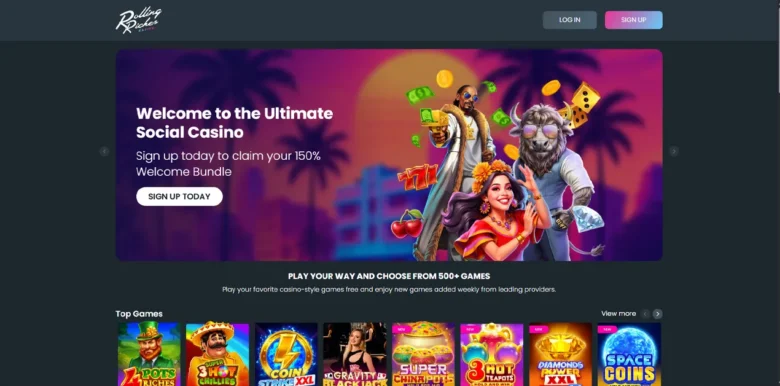 Rolling Riches Social Casino main webpage